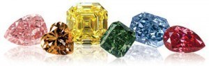 Diamonds in different colours and shapes