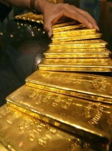 gold bars laid out
