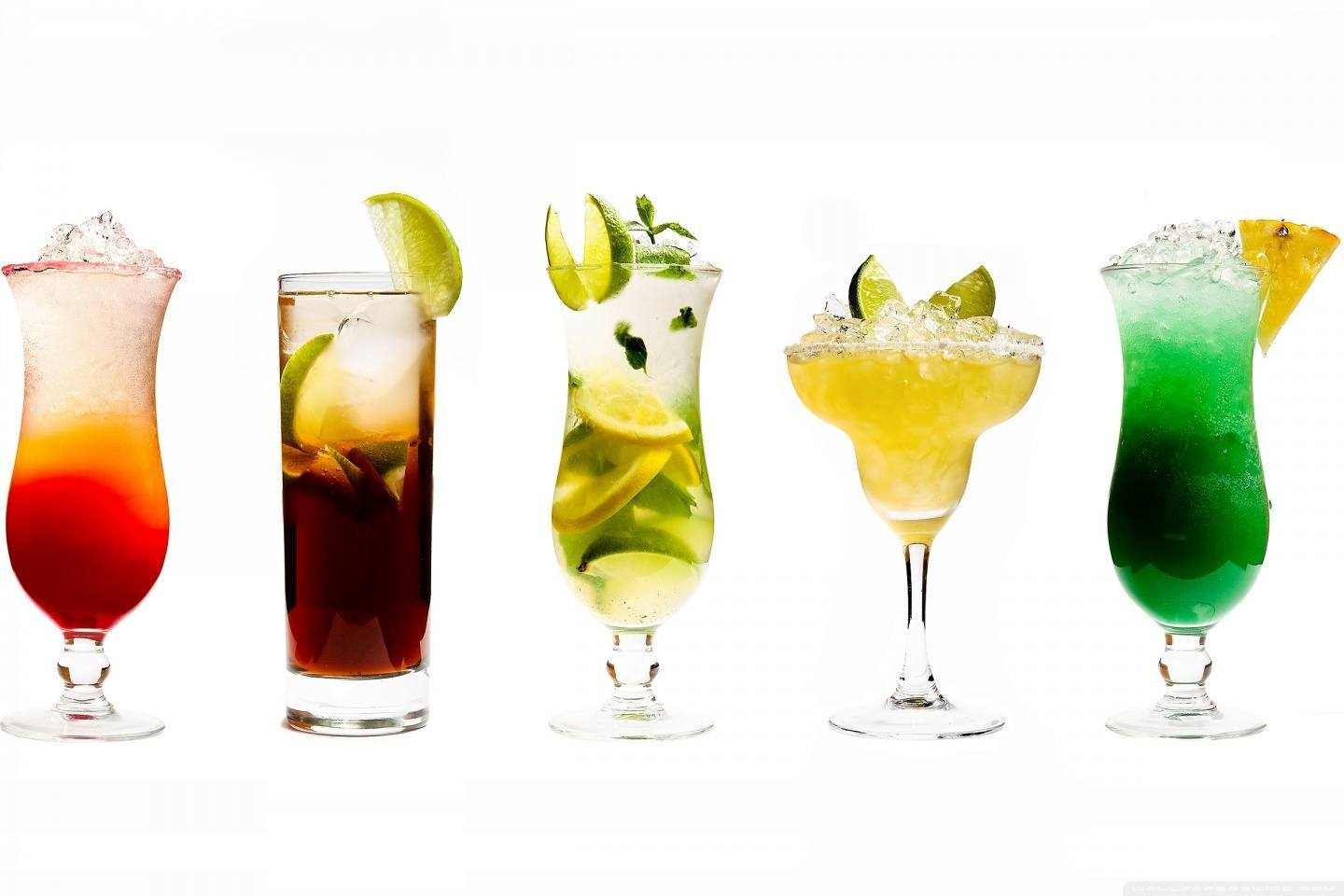 Group of cold fruit cocktails