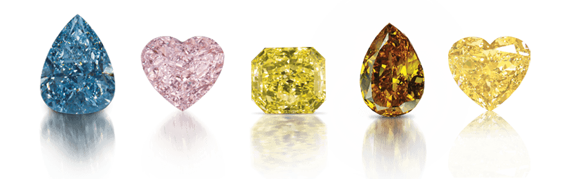 set of different shape and colour diamonds