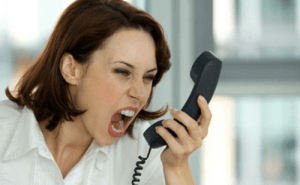 woman shouting on phone