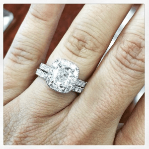 Beautiful Diamond Engagement Ring on Finger