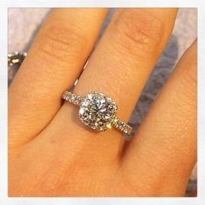 Beautiful Diamond Ring on Finger