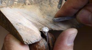 Diamond In Ring In Jewellers Workshop