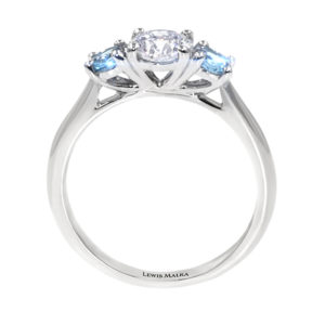 Classic Trilogy Ring With White and Blue Diamonds